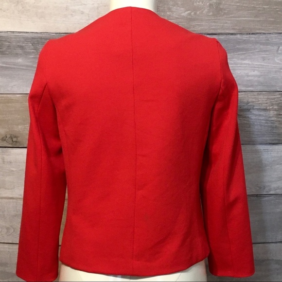 ZARA tailored holiday red brass turnlock blazer size S - Picture 6 of 10